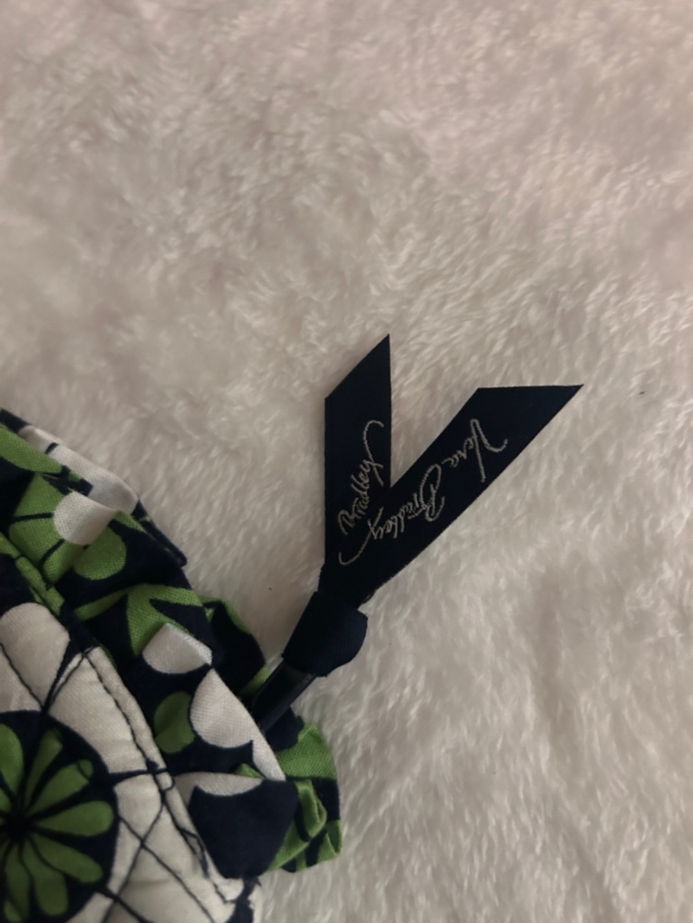 Vera Bradley Navy, Green & White Quilted Floral Makeup Pouch - Picture 2 of 3